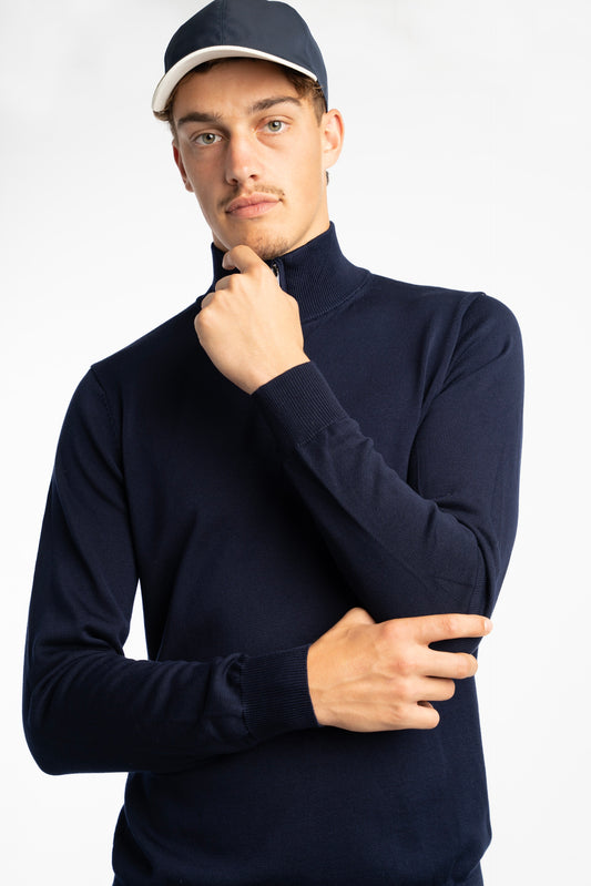 Zip Pull-Over Navy Blue